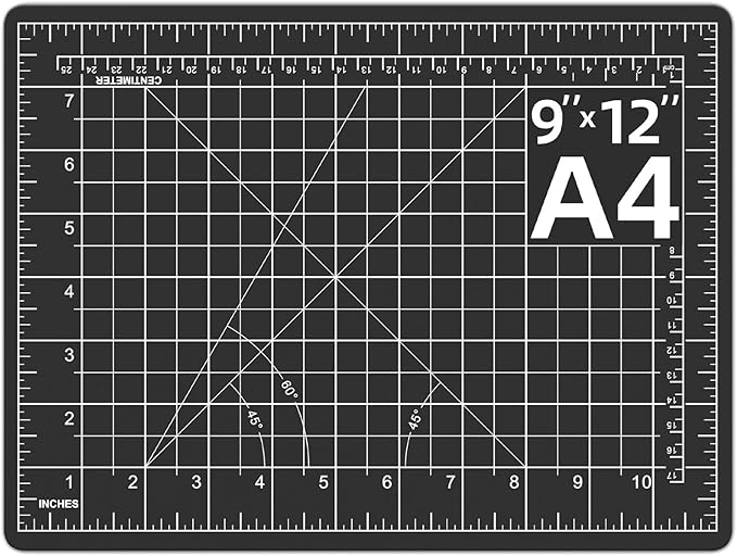 DIYSELF Cutting Mat 9in12in, Self Healing A4 for Crafts, Sewing, Fabric, Double Sided, Desktop, Rotating for Quilting