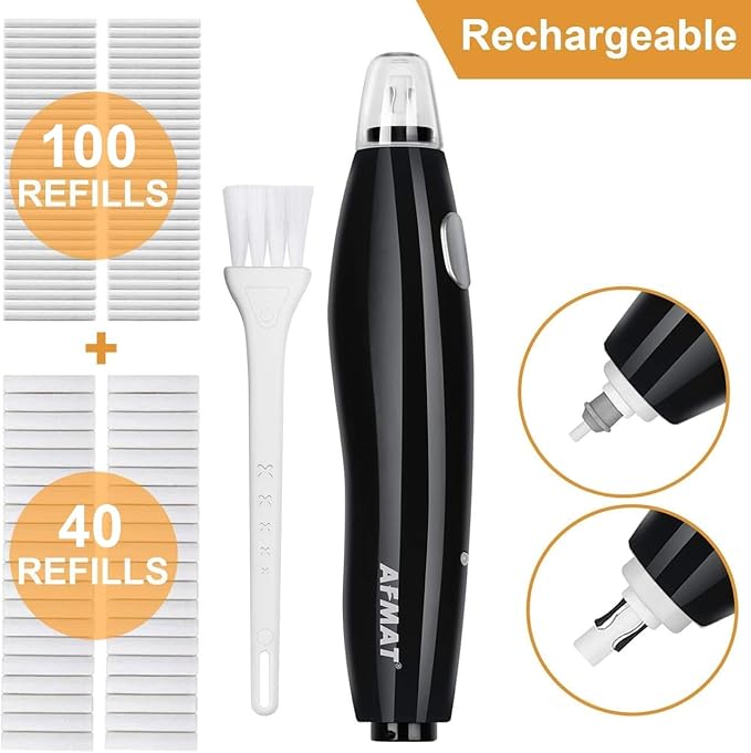 AFMAT EE04 Electric Eraser for Artists, Rechargeable Electric Eraser Kit, 140 Refills for Drafting, Electric Pencil Eraser - Battery Operated for Drawing Pencils, Crafts, Arts