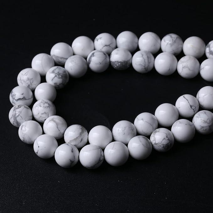 90pcs 4mm AAA Natural Stone Beads White Howlite Turquoises Round Loose Beads for Jewelry Making DIY Bracelet (White Howlite Turquoises, 4mm)