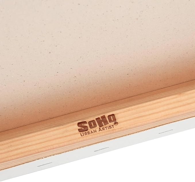 SoHo Urban Artist, 20x20 Heavyweight Stretched Cotton Canvas for Painting - 1.5" Deep- 3 Pack, Triple Primed, 100% Cotton Canvas, Archival, Universal Primed for Oil, Acrylic, Alkyd, Mixed Media