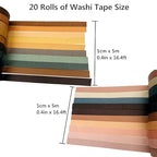 20 Rolls Washi Tape Set,10 mm x 5m Decorative Colored Masking Tapes for Scrapbooking, Bullet Journals, Junk Journal, Planners, DIY Crafts, Gift Wrapping