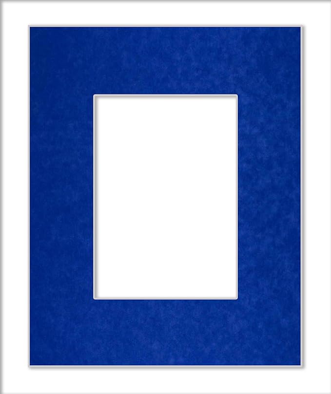8x10 Mat Bevel Cut for 5.5x8.5 Photos - Acid Free Royal Blue Suede Precut Matboard - For Pictures, Photos, Framing - 4-ply Thickness