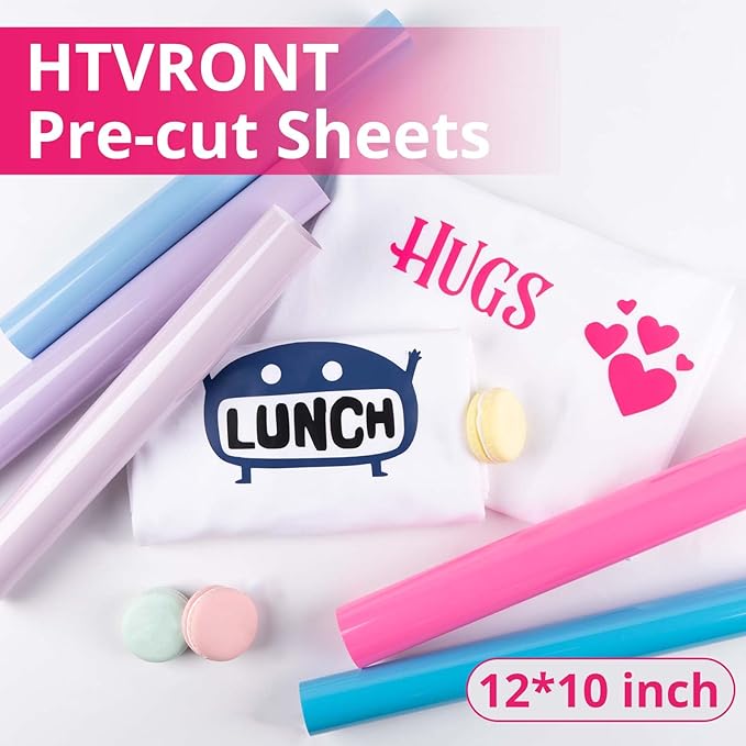 HTVRONT Pink Heat Transfer Vinyl - 13 Sheets Hot Pink HTV Vinyl in 12 Assorted Colors, Red Iron on Vinyl for Cricut & Cameo - Easy to Cut & Weed