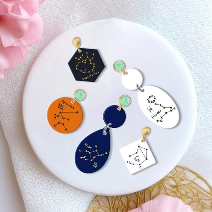 CHGCRAFT Polymer Clay Texture Sheets Constellations Clay Texture Mat Silicone Texture Stamp Clay Modeling Pattern Pad Silicone Clay Texture Mat for Jewelry Earring Making 5.5x5.5inch