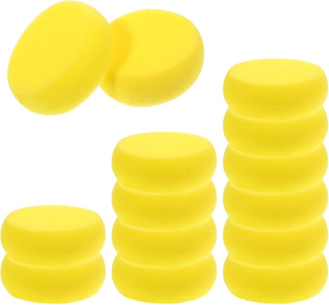 Paint Sponge, 12 Pcs Yellow Round Painting Sponges 3 Inch Artist Pottery Sponge Applicator Watercolor Sponges for Face Painting Pottery Art Crafts Ceramics