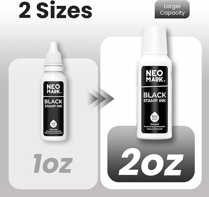 Premium Stamp Ink, Quick-Drying & AP-Certified Non-Toxic Refill Ink for Self-Inking Stamps, Date Stamps and Stamp Pads (Black, 2oz)