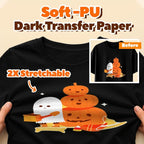 TranSmile PU-Heat Transfer Paper for Inkjet Printer (20 Sheets, 8.5x11", Dark) Iron on Transfers for Dark Fabric, Printable Heat Transfer Vinyl for T Shirts, Vibrant & Washable