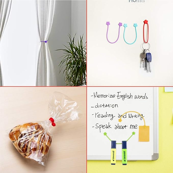7Colors-21Pack Reusable Silicone Twist Ties, 7.48'' Magnetic Cable Ties with Strong Magnet for Organizing Cables, Hanging Stuff, USB Cords,Fridge Magnets, Used in Many Ways or Just for Fun