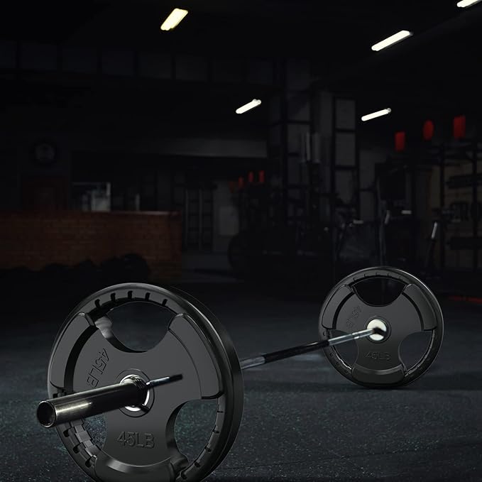 RitFit Olympic Rubber Grip Plates for Barbell, 2-Inch Weight Plates for Weightlifting and Strength Training in Home & Gym, Single, Pair and Sets(2.5/5/10/25/35/45 LB)