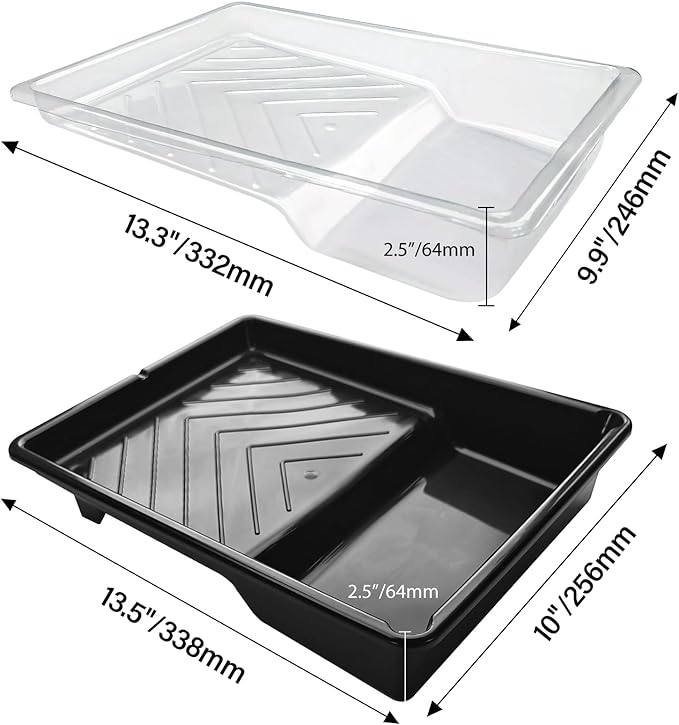 6 Pack Paint Tray Liners 7 Inch, 3 Heavy-Duty Plastic Trays with 3 Disposable Clear Liners, Paint Roller Trays, Paint Pan Liners for Walls, Furniture & DIY Painting Projects