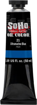 Soho Urban Artist Oil Paint - Ultramarine Blue, 50 ml Tube - Best Valued Oil Colors for Painting, Excellent Pigment Load