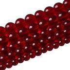 Smooth Garnet Red Glass Crystal Round Loose BeadsFor Jewelry Making DIY Bracelet Necklace Accessories 4mm 91pcs 15" Strand(Garnet Red Glass, 4mm)