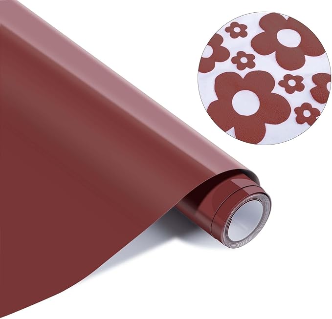 HTVRONT Puff Vinyl Heat Transfer -10" x 6ft Reddish Brown 3D Puff Heat Transfer Vinyl for T-Shirt- Wine Red Puff Htv Vinyl Compatible with Cricut Cutting Machine-Easy Cut/Weed