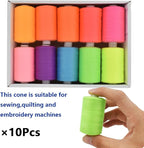 Sewing Thread 10 Color Sewing Industrial Purpose 1000 Yards Per Spool 40S/2 Polyester for DIY Sewing Machine,Embroidery Machine,Hand Sewing (Bright Color Mixing)