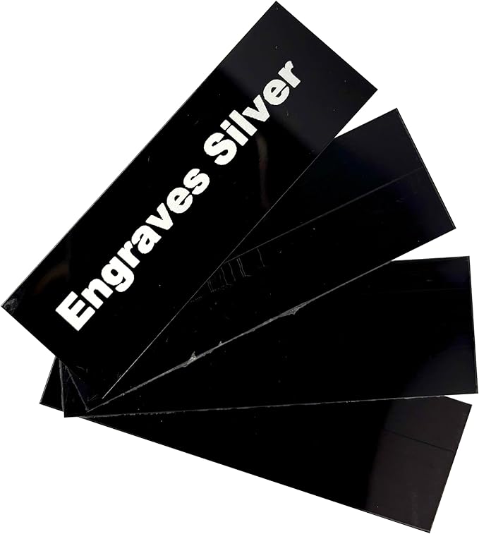 Blank Metal Plates for Laser Engraving - 4 Pack | Aluminum Sheets 0.020" Thick | CO2, Diode, Fiber Laser Compatible | Multiple Sizes & Colors (Black (engraves silver), 2x8.25 inch)