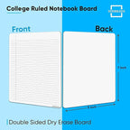SCRIBBLEDO Dry Erase 5"x7" Mini Notebook College Ruled Lined Board 2 Pack Reusable Erasable Writing Note Pad Lapboard Blank Whiteboard on Reverse for Desk