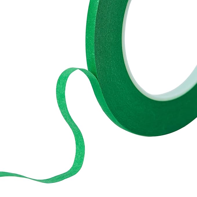 QDiShi 2 Pack 1/4" inch x 60yd Green Painters Tape Easy Removal Thin Narrow Finishing Masking Tape Painting Tape Wall Tape, No Residue and Good Adhesive (0.25 in 6MM)