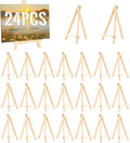 24 Pack 9 Inch Wooden Display Stand, Wooden Tripod Holder Stand, Painting Stand, Used for Displaying Business Cards and Photos, Student Desktop Easel for Painting