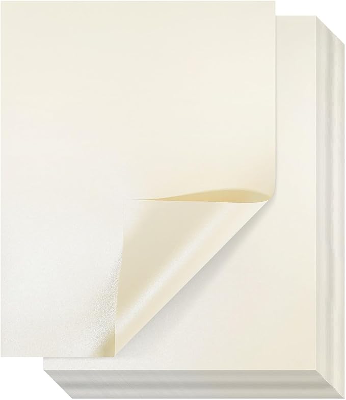 Best Paper Greetings Champagne Pearl Cardstock - 8.5 x 11 In, Double-Sided Ivory Metallic, 96 Sheets - Laser Printer Compatible - Elegant Laser Paper & Wedding Paper for Printing