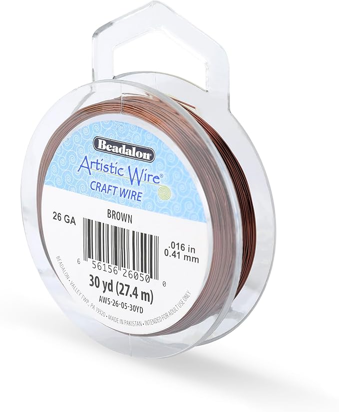Artistic Wire, 26 Gauge Tarnish Resistant Colored Copper Craft Wire, Brown, 30 yd