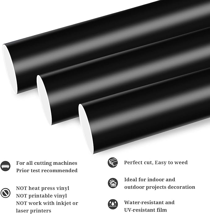 TECKWRAP Permanent Adhesive Vinyl 12" x 10ft, Matte Black