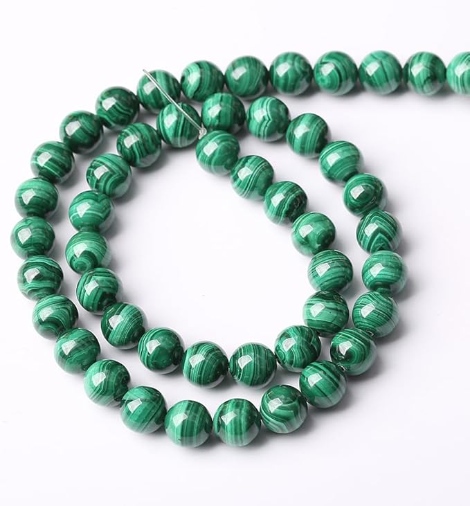31pcs 6mm Natural Green Malachite Beads AAA Gemstone Round Loose Beads for Jewelry Making DIY Bracelets Necklaces Crystal Energy Healing Stone Beads 7.5" (Natural Malachite, 6mm)