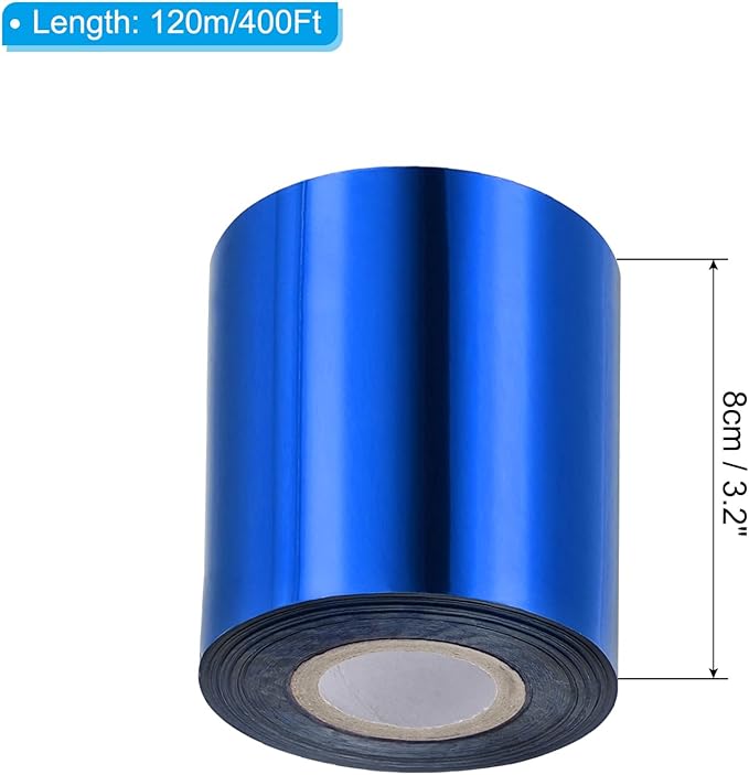 PATIKIL 3.2"x400Ft Hot Stamping Foil Paper,Heat Transfer Hot Stamping Paper Foil Roll for Leather DIY Logo Decor Craft Gift Card Package Scrapbook,Blue
