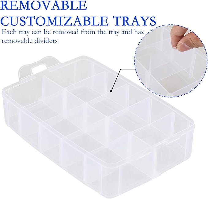 30 Grids Clear Plastic Organizer Box with Dividers, 3 Tier Stackable Compartment Storage Container for Crafts, Art DIY, Jewelry