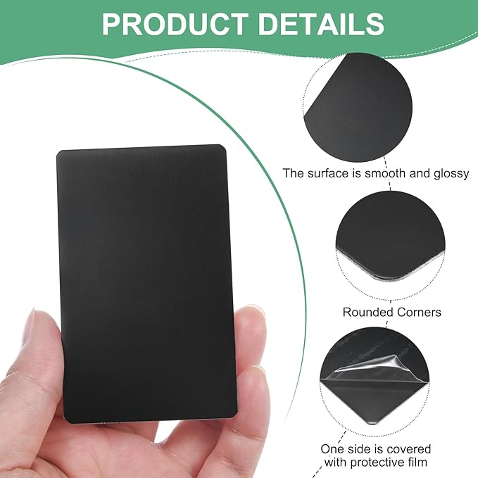 20-Pack Anodized Aluminium Laser Engraved Mount Metal Plate 3x2x0.02 Inch Engraver Blank Anodized Aluminum Sheets for DIY Laser Printing/Home/Office[Black]