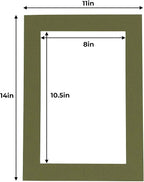 Poster Palooza 11x14 Mat for 8.5x11 Photo - Precut Dill Green Picture Matboard for Frames Measuring 11 x 14 Inches - Bevel Cut Matte to Display Art Measuring 8.5 x 11 Inches - Acid Free ONE MAT