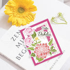 ORIGACH Realistic Dahlia Layering Stencils Set for Card Making, Dahlia Silicone Stamps and Die Sets and Flower Stencil Template for Scrapbooking DIY Crafting