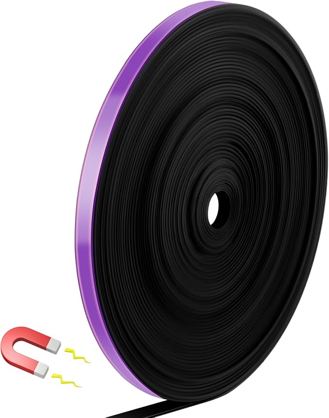 Magnetic Tape Roll Thin Strips, 0.39 Inch x 66 Feet Magnetic Board Dividers Whiteboard Graphic Decorative Tape Marking Line for Classroom Office Art Accessories(Purple)