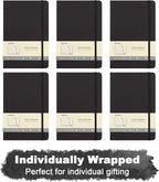 Comix 6 Pack Lined Journal Notebooks for Work, 240 Pages, 5.5"x8.3", Black, Hardcover, A5 Medium College Ruled, Journaling Notebooks for Notes-taking, Fits for Office School Home