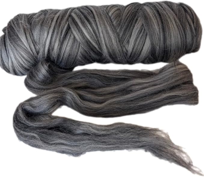 Multi Colored Natural Wool roving 1 lb. Best Wool for Needle Felting, Wet Felting, handcrafts and Spinning. (Midnight black1lb)