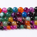 60pcs 6mm Natural Multicolor Stripe Agate Beads for Jewelry Making Natural Stone Energy Healing Beads DIY Bracelet Necklace 15" (6mm, Multicolor Stripe Agate)