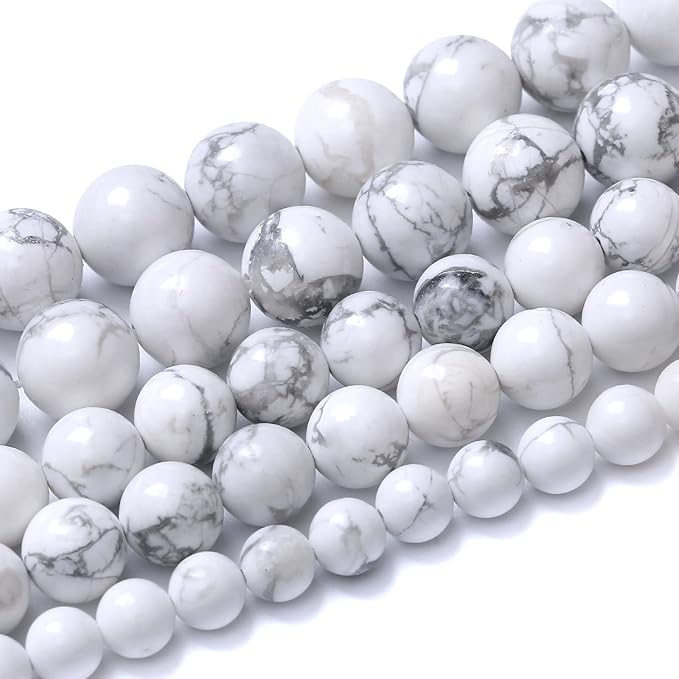90pcs 4mm AAA Natural Stone Beads White Howlite Turquoises Round Loose Beads for Jewelry Making DIY Bracelet (White Howlite Turquoises, 4mm)