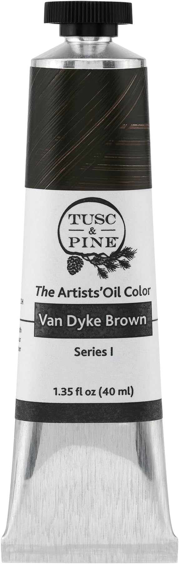 Tusc & Pine Artist Oil Paint - Van Dyke Brown, 40 ml, Non-Yellowing, Rich & Creamy Consistency, Maximum Pigment Load, Small Batch Milled Oil Paints Made in the USA for Professional Artists