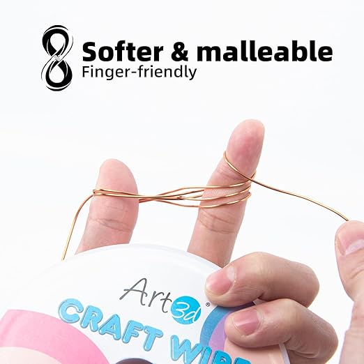 Art3d 18 Guage 120 FT Craft Wire for Jewelry Making, Beading, Sculpting, Gardening, DIY Project, Ornaments, 1 Roll - Copper