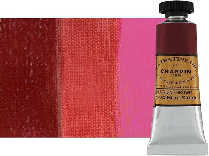 Charvin Extra Fine Oil Paint, Sanguine Brown 20 mL - Triple-Milled, Rich Texture, Poppy Oil-Based, Light-Fast, Handmade, Archival Quality
