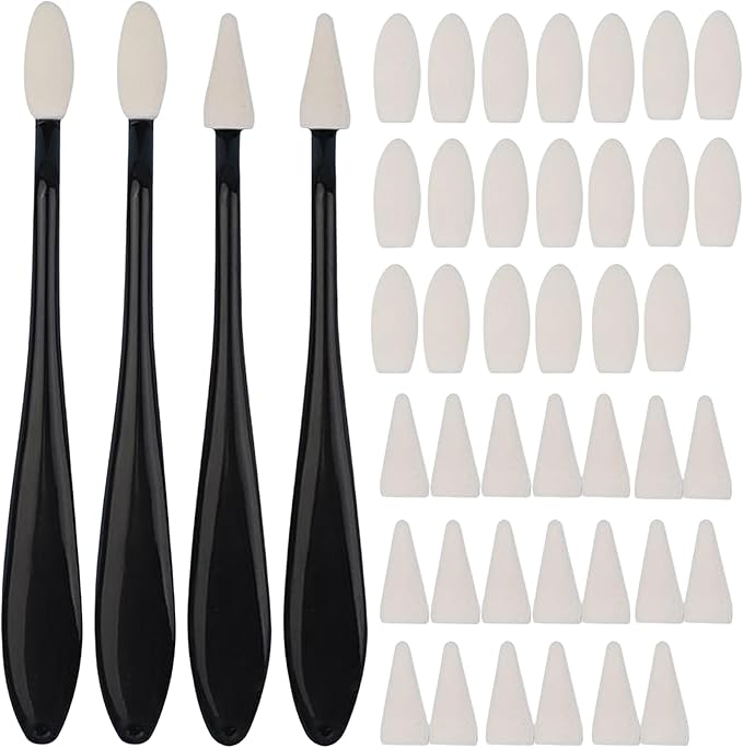 44 Pcs Blending Stumps & Sponge Wipers Set for Artists - 4 Handles + 40 Replaceable Sponge Tips - Charcoal, Graphite, Pastel Blenders for Sketching, Shading & Correcting Drawings (Black)