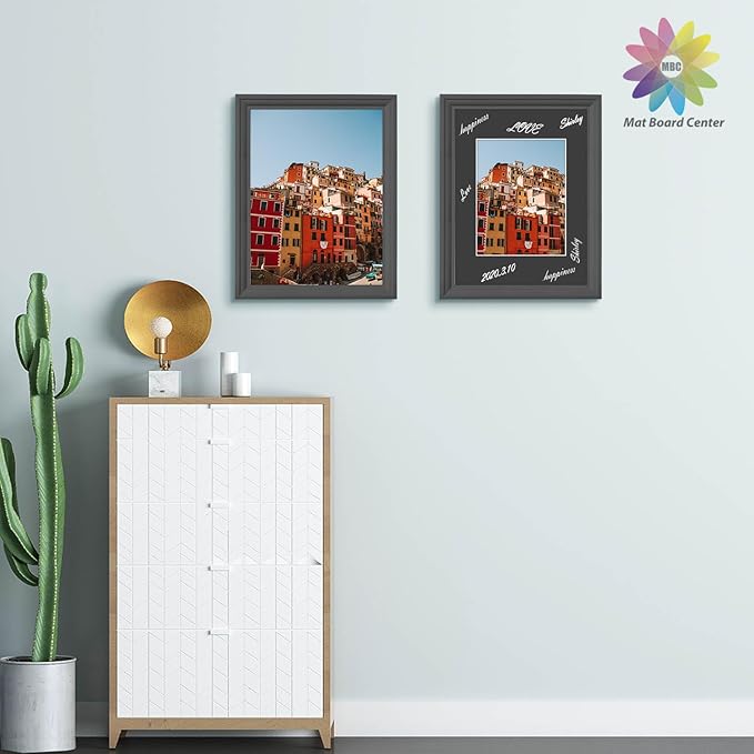 MBC Mat Board Center, 10 Pack 12x16 for 8.5x11 Black Picture Mats Frame Mattes, Bevel Cut, Acid Free, 4-ply Thickness