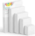 GOTIDEAL18Pcs Stretched Canvases for Painting Multi Pack 4x4, 5x7, 8x10,9x12, 11x14 Set, Primed White - 100% Cotton Artist Blank Canvas Boards for Painting, Acrylic Pouring,Oil Paint