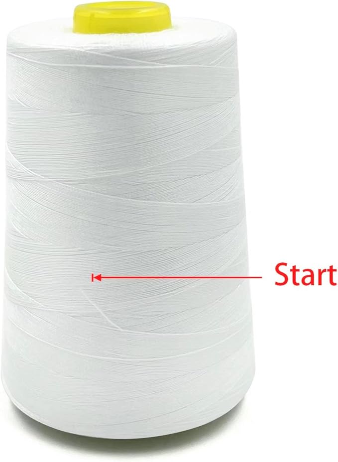 Tortoise 4 Cones of 3000 Yards Each Spool Thread for All Purpose, Serger, Overlock, Quilting, Sewing Machine - 100% Polyester - 20S/2 White