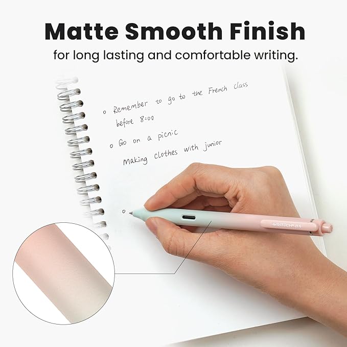 WRITECH Gel Pens Fine Point: 0.5mm Black Ink Retractable 4ct Smooth Writing No Bleed with Aesthetic Gradient Color Pen Barrel for Journaling Note Taking Sketching