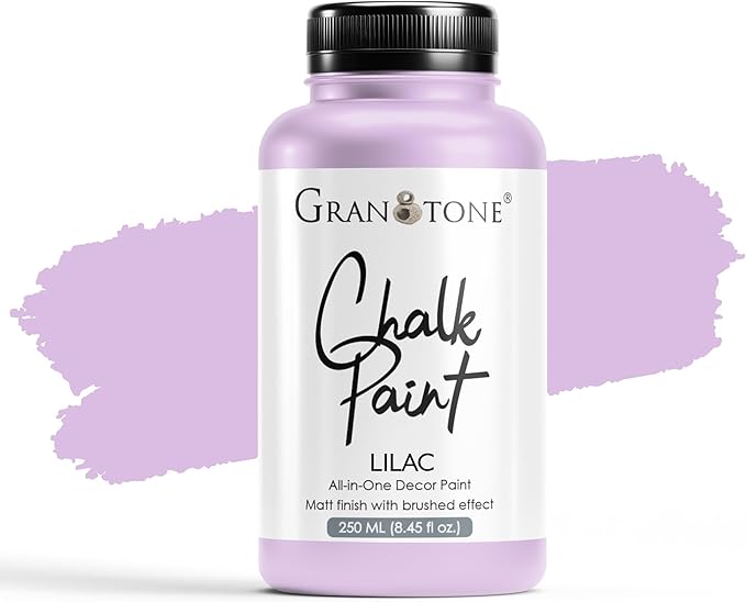 GRANOTONE Chalk Paint for Furniture | Matt-Finish Water-Based Acrylic Paint for Wood, Walls, Metal, Glass, Paper, Fabric Canvas | Maximum Coverage Chalk Paint for Kids & Adults, 250 Ml (LILAC)