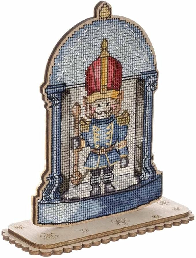 Wonderland Crafts Christmas Soldier Cross-Stitch kit on Wood FLW-049