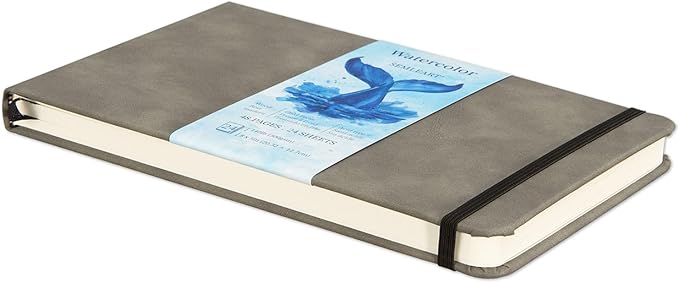 SEMLEART Watercolor Sketchbook Journal, White, 24 Sheets, 5x8 Inches, 140 lb/300 GSM Paper, Travel Notebook for Art Painting, Mixed Media, Drawing