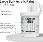 SNOWSUN Titanium White Acrylic Paint, 2 Pack 1 L /42.4 oz Large Bulk Acrylic Paints, Gloss Non-Toxic Heavy Body Paints - Thick Art Paints for Multi-Surface Canvas Wood Ceramic Fabric Wall- Ideal for Artists & Beginners