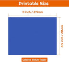 Shynek Colored Vellum Paper, 50 Sheets, 10 Colors, 8.5 x 11, Transparent, Printable, Clear Vellum Sheets for Ink Jet & Laser Printer