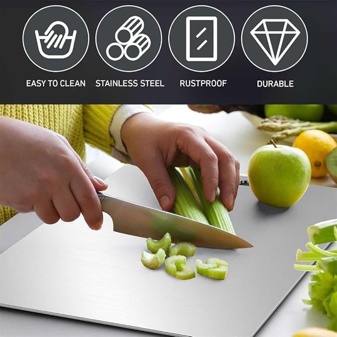 Titanium Cutting Board - 2025 New Upgrade 100% Pure Titanium Cutting Boards for Kitchen Double Sided Non Toxic Titanware Cutting Board,Hygiene Durable Dishwasher Safe Chopping Board (14"L x 10"W)